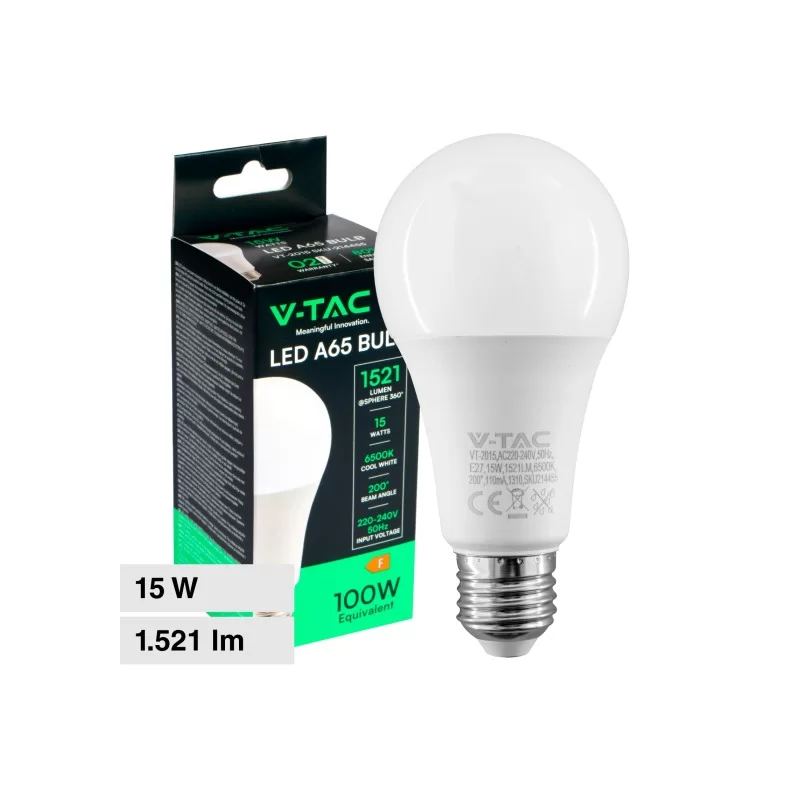 V-TAC VT-2015 LAMPADINA LED E27 15W A65 GOCCIA SMD - SKU 214453 / 214454 / 214455 V-TAC VT-2015 LAMPADINA LED E27 15W A65 GOCCIA SMD - SKU 214453 / 214454 / 214455