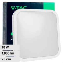 V-TAC VT-8618 PLAFONIERA LED QUADRATA 18W SMD IP44 COLORE BIANCO - SKU 76241 / 76251 / 76261 