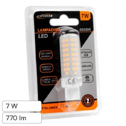 UNIVERSO LAMPADINA LED G9 7W TUBOLARE T19 SMD OPACA - MOD. SPARAC-G9-7W-CE2-N3 / SPARAC-G9-7W-CE2-N4 / SPARAC-G9-7W-CE2-N6 