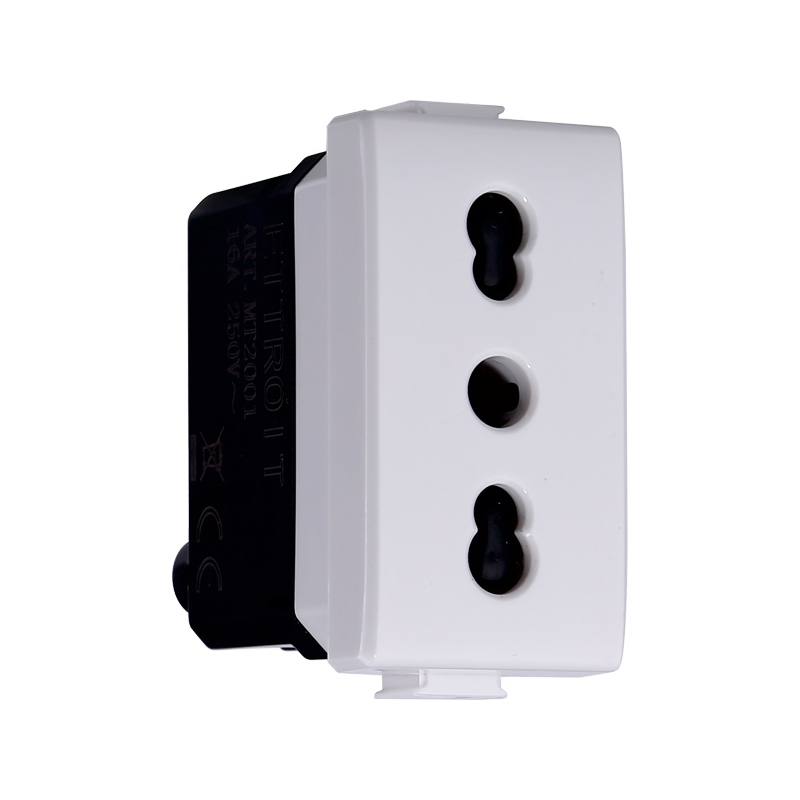 ETTROIT SOLAR PRESA BIPOLARE 2+T 16A - MOD. MT2001 - COMPATIBILE CON BTICINO MATIX ETTROIT SOLAR PRESA BIPOLARE 2+T 16A - MOD. MT2001 - COMPATIBILE CON BTICINO MATIX