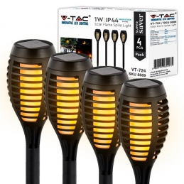 V-TAC VT-724 SUPER SAVER PACK CONFEZIONE 4 LAMPADE LED 1W DA GIARDINO IP44 RICARICABILI CON PANNELLO - SKU 8689 