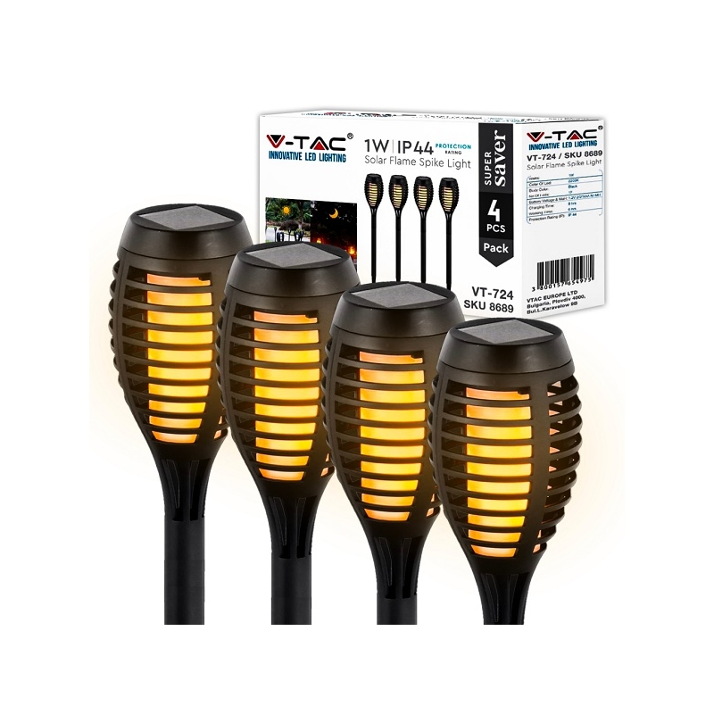 V-TAC VT-724 SUPER SAVER PACK CONFEZIONE 4 LAMPADE LED 1W DA GIARDINO IP44 RICARICABILI CON PANNELLO - SKU 8689 V-TAC VT-724 SUPER SAVER PACK CONFEZIONE 4 LAMPADE LED 1W DA GIARDINO IP44 RICARICABILI CON PANNELLO - SKU 8689