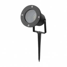 V-TAC VT-7701 PORTAFARETTO DA GIARDINO CON PORTALAMPADA PER LAMPADINE GU10 PICCHETTO DA INTERRAMENTO ALLUMINIO NERO - SKU 7571 