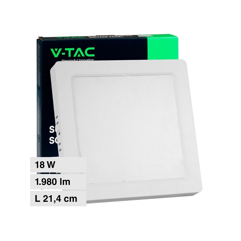 V-TAC VT-60018 PANNELLO LED QUADRATO 18W SMD A SUPERFICIE CON DRIVER - SKU 10498 / 10499 / 10500  V-TAC VT-60018 PANNELLO LED QUADRATO 18W SMD A SUPERFICIE CON DRIVER - SKU 10498 / 10499 / 10500