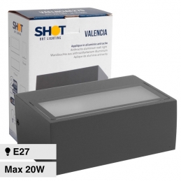 BOT LIGHTING SHOT LAMPADA LED DA MURO CON ATTACCO E27 APPLIQUE IP54 COLORE ANTRACITE - MOD. VALENCIAE27G 
