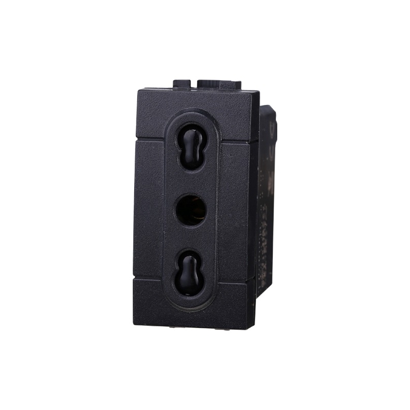 ETTROIT SPACE PRESA BIPASSO 2+T 16A - NERO - MOD. LN2001 - COMPATIBILE CON BTICINO LIVING LIGHT / INTERNATIONAL 