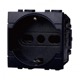 ETTROIT SPACE PRESA SCHUKO 2P+T 16A - NERO - MOD. LN2102 - COMPATIBILE CON BTICINO LIVING LIGHT / INTERNATIONAL 