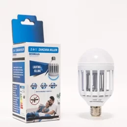 ZANZARA KILLER 2IN1 LAMPADINA LED E27 9W BULB CON LUCE BIANCA + LUCE BLU ATTIRA ED ELIMINA ZANZARE 