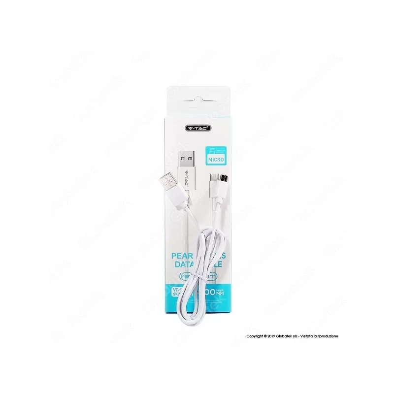 V-TAC VT-5301 PEARL SERIES USB DATA CABLE MICRO USB CAVO COLORE BIANCO 1M - SKU 8480 V-TAC VT-5301 PEARL SERIES USB DATA CABLE MICRO USB CAVO COLORE BIANCO 1M - SKU 8480